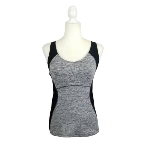 Lucy gray black strappy racerback built-in bra active tank top women's size S - Picture 1 of 9